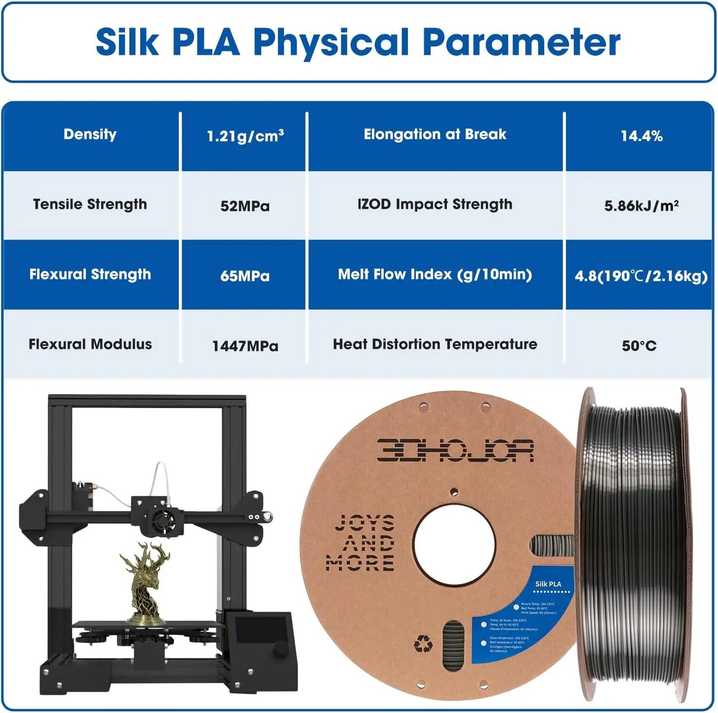 Silk PLA 3D Printer Filament 1.75mm, Shiny Metallic Finish, 1kg*4 Spools, High Accuracy +/-0.03mm