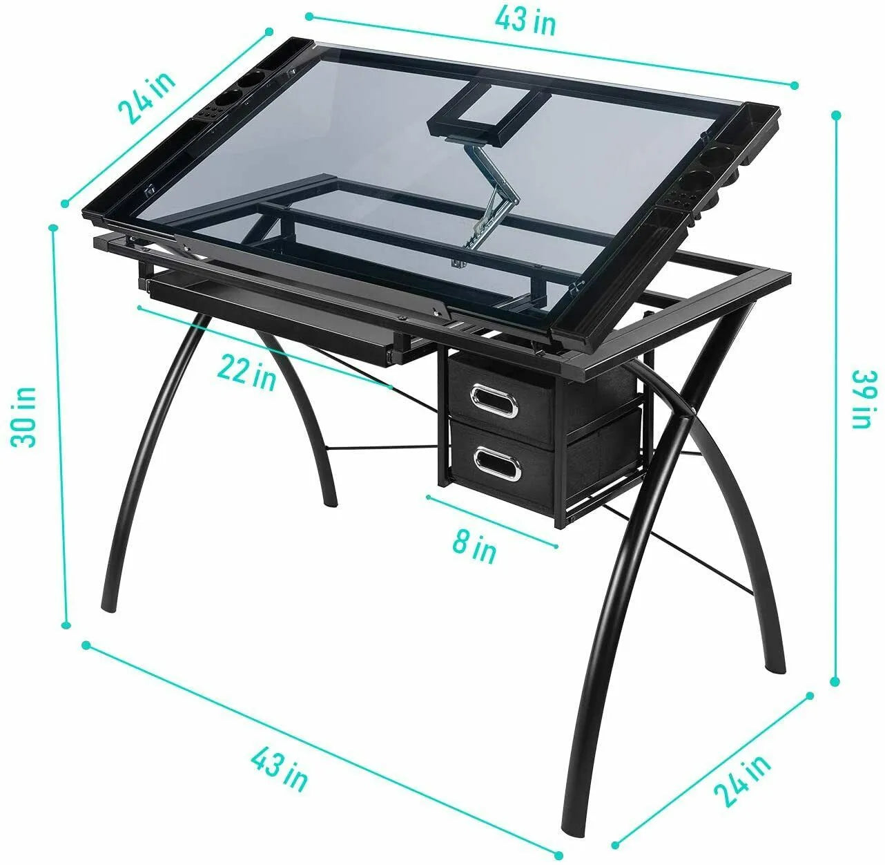 Adjustable Drafting Glass Tabletop, Perfect for Artwork and Design