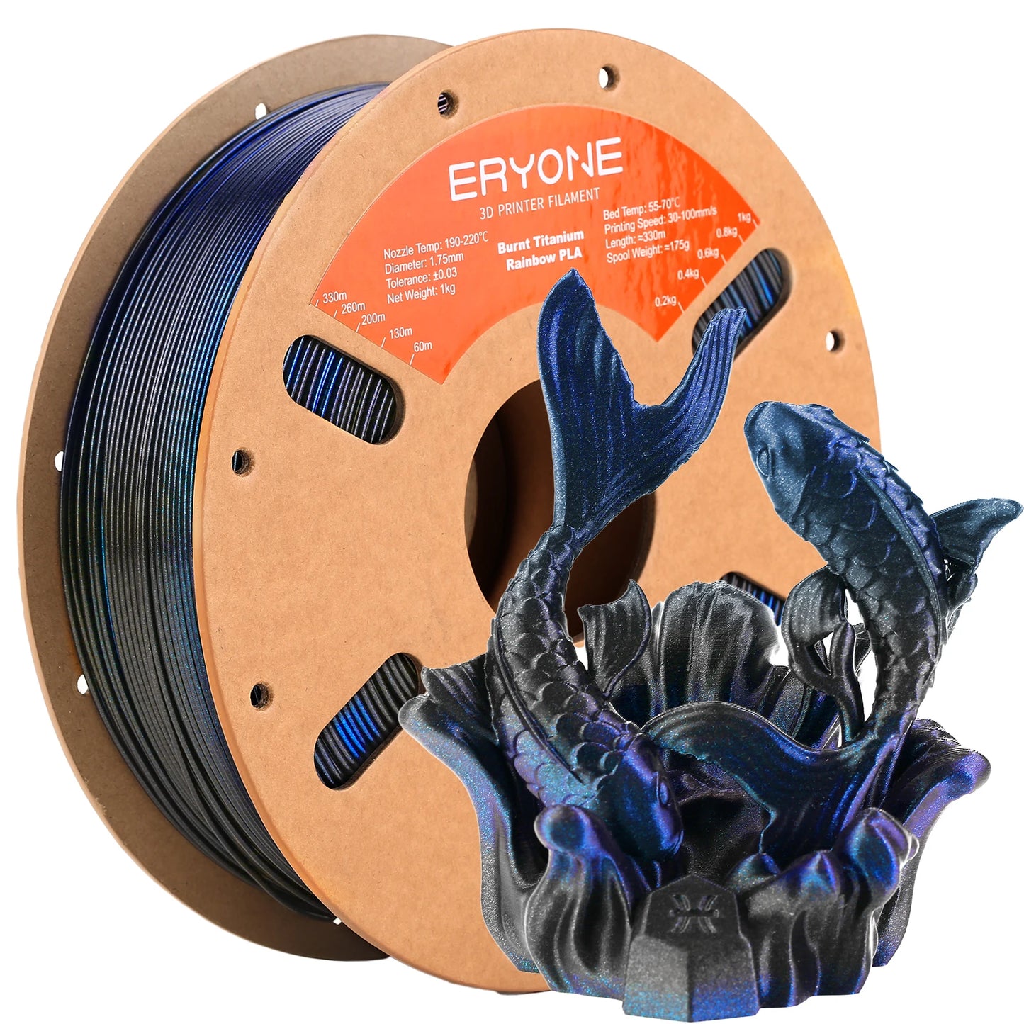 ERYONE 1/5KG Burnt Color Rainbow PLA Filament 3D Print 1.75mm +/-0.03mm, Multicolor Available,1kg/spool