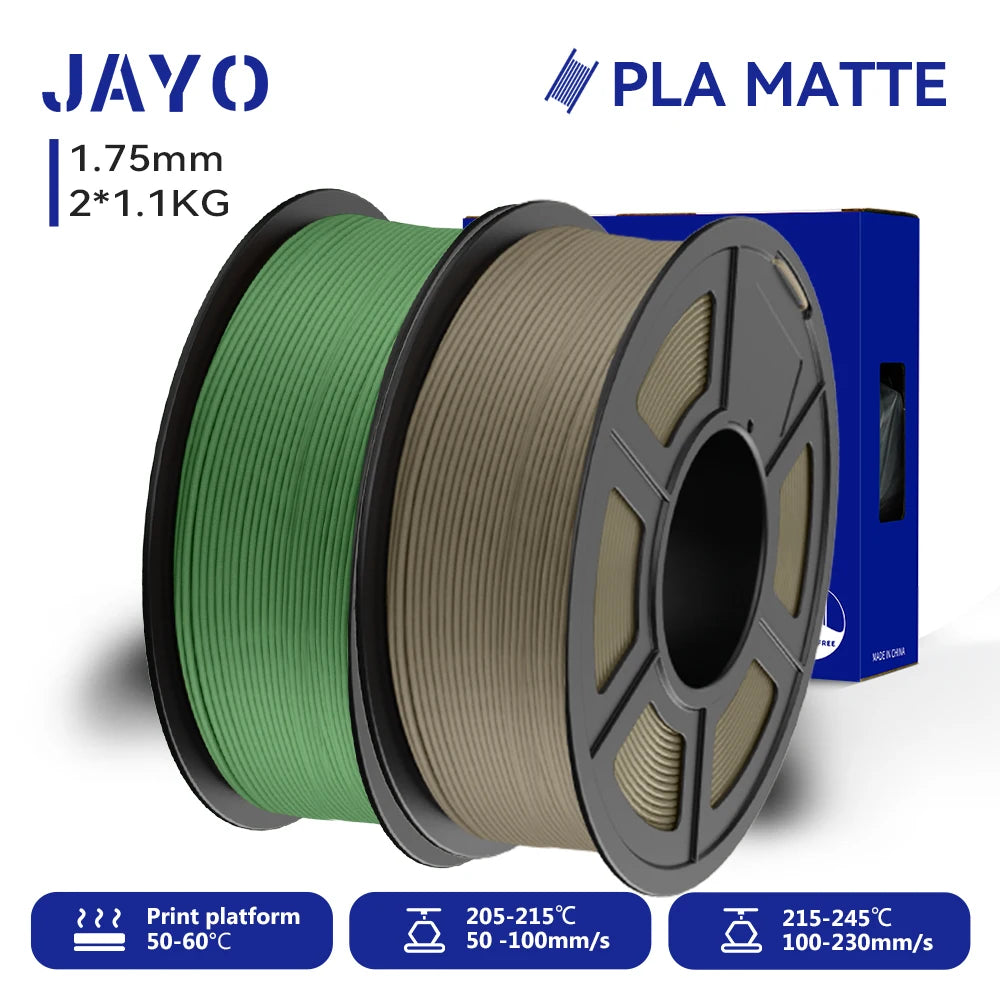 JAYO 2Rolls 3D PLA Matte /Dual Color Matte PLA Printer Filament 1.75mm Neatly Wound & Matte Finish Print with 99% FDM 3D Printer