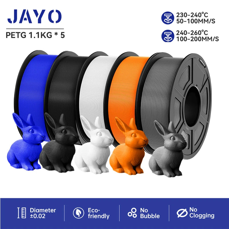 JAYO PETG 3D Printer Filament petg jayo filament  no bubbles no drawing smooth multiple colors 3d printer accessories 1.1kg/roll