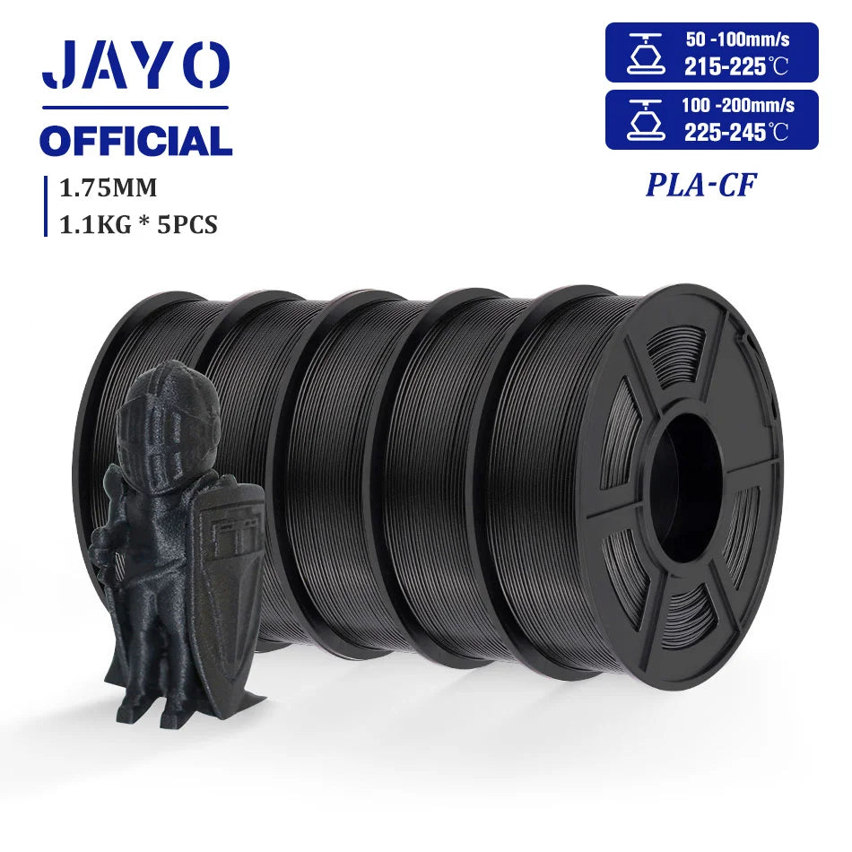 JAYO PLA-CF 3D Printer Filament 1.75mm PETG-CF/PLA Carbon Fiber Filament High Toughness Heat-Resistant 3D Printing Materials