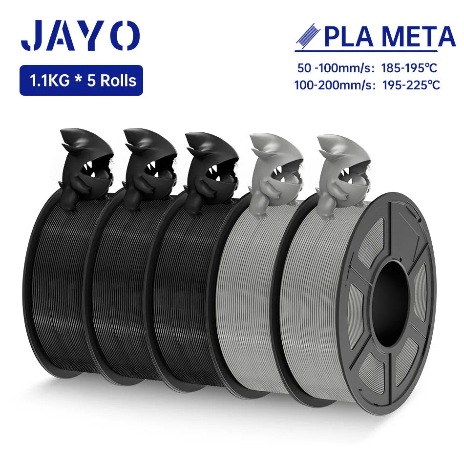 JAYO PLA Meta Filament 5 Rolls 1.75MM PLA 3D Printer Filament Neatly Wound Toughness 1.1KG 3D Printing Materials For FDM