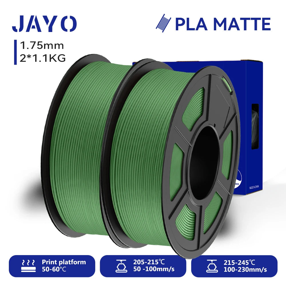 JAYO 2Rolls 3D PLA Matte /Dual Color Matte PLA Printer Filament 1.75mm Neatly Wound & Matte Finish Print with 99% FDM 3D Printer
