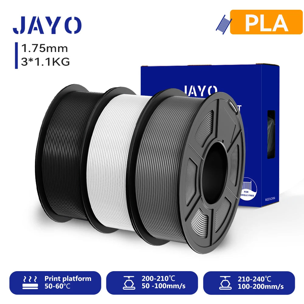JAYO 3D PETG/PLA/PLA PLUS Printer Filament 1.75mm 3rolls 100% No Bubble non-toxic 3D Printing Materials for 3D Printer&3D Pen