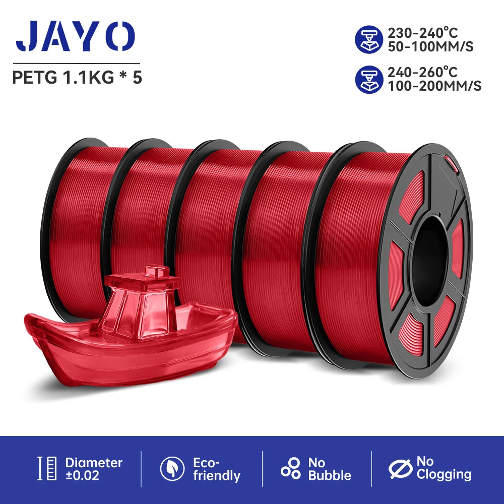 JAYO PETG 3D Printer Filament petg jayo filament  no bubbles no drawing smooth multiple colors 3d printer accessories 1.1kg/roll