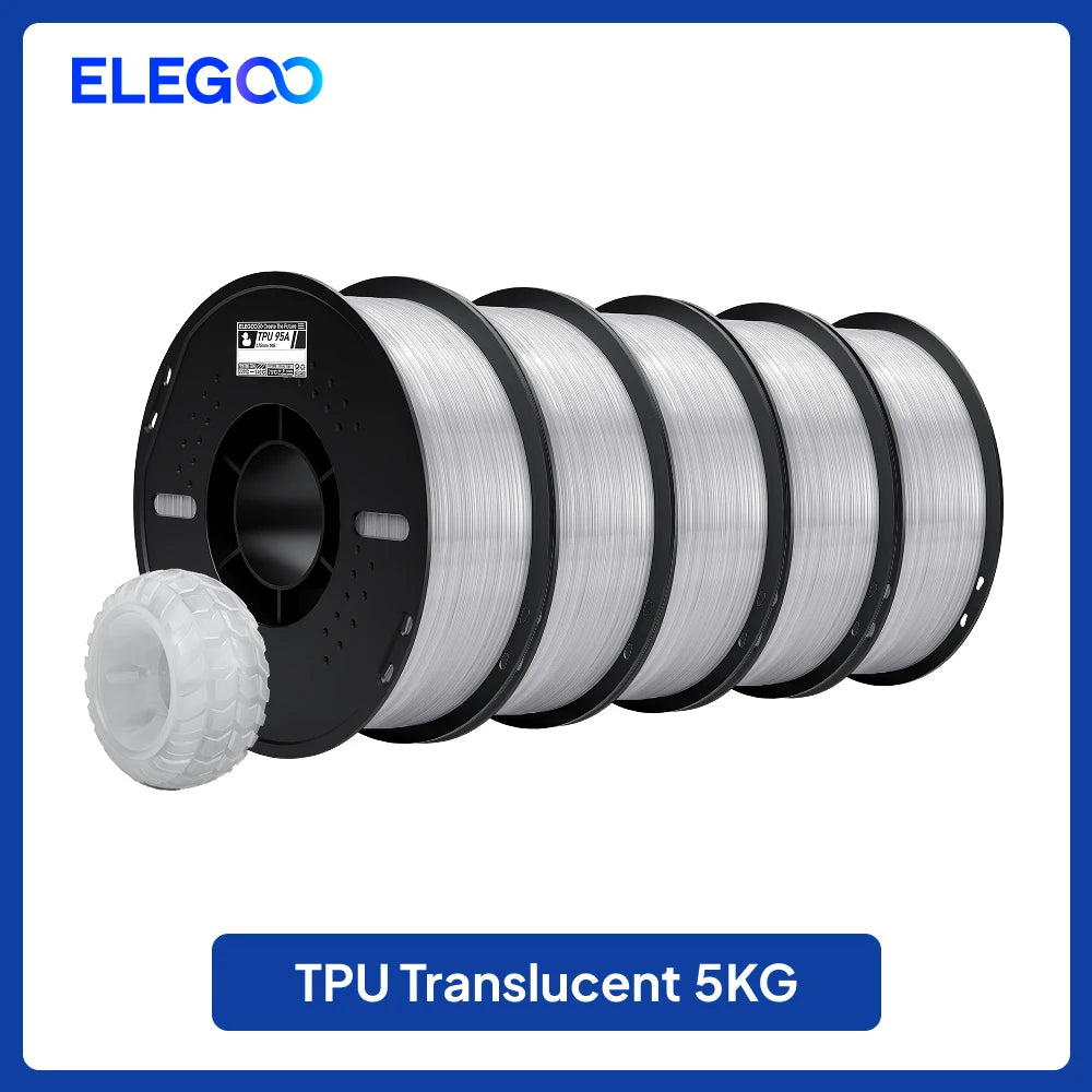 ELEGOO TPU 3D Printer Filament 1.75mm 1kg,95A Shore Hardness Flexible TPU Filament with High Resilience and Elasticity