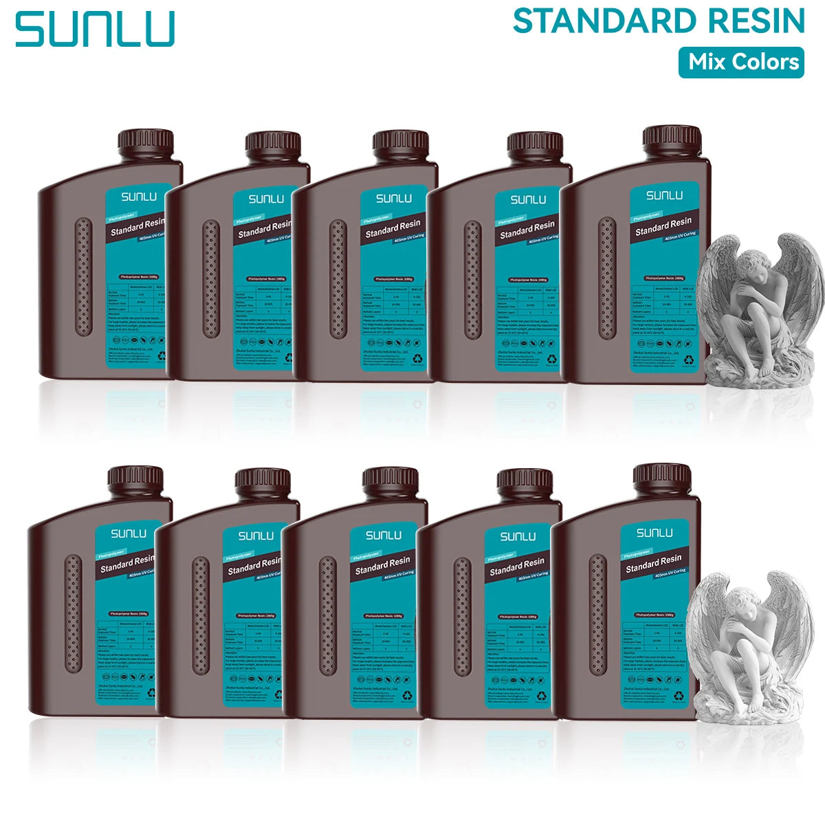 SUNLU Standard 3D Printer Resin 10KG 405nm Low Odor High Precision Photopolymer UV Resin For Most LCD 3D Printing Material