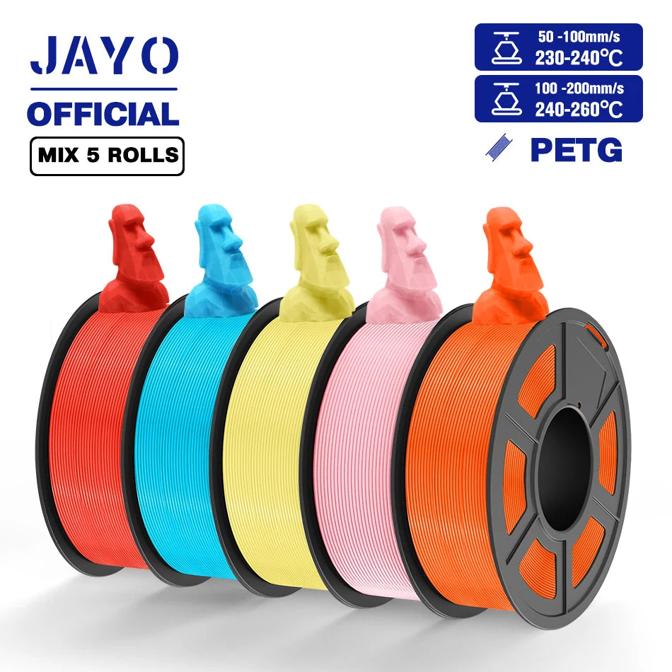 JAYO PETG Filamanet 1.75MM 5Rolls/set 3D Printer Filament PETG Neatly Wound 3D Printing Material For FDM 3D Printer
