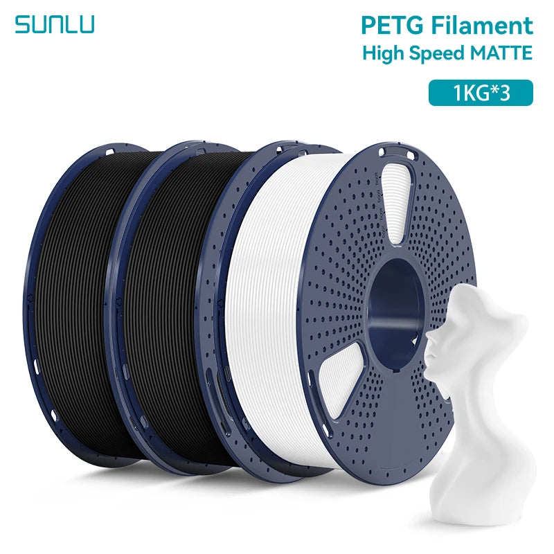 SUNLU 3KG High Speed PLA/Matte PLA/Matte PETG Filament 1.75mm 1kg Spool Neatly Wound Filament Fit Most FDM 3D Printers