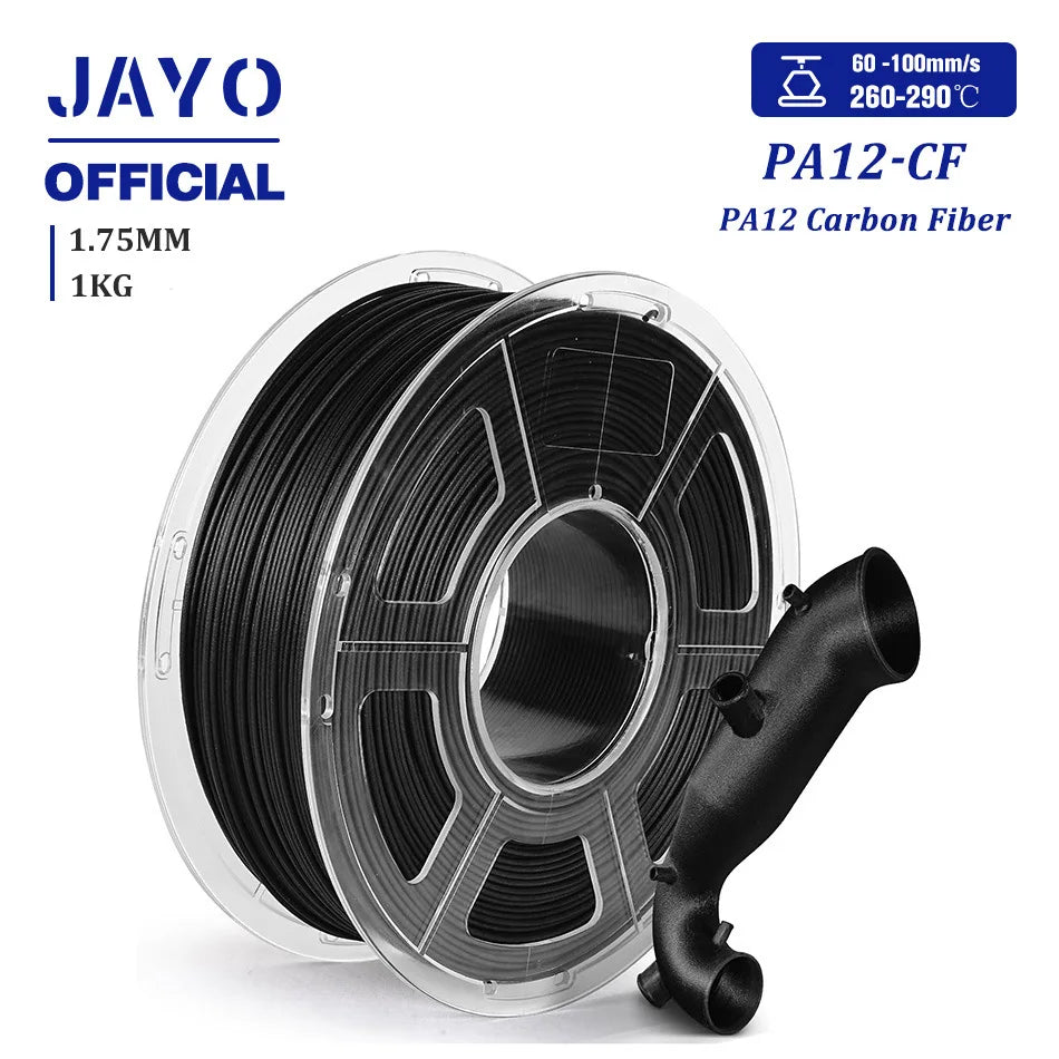 JAYO PA Nylon Filament 1.75mm PA6-CF/PA6-GF/PA12-CF/Easy PA Nylon 3D Printer Filament Superior Toughness 1KG/Roll