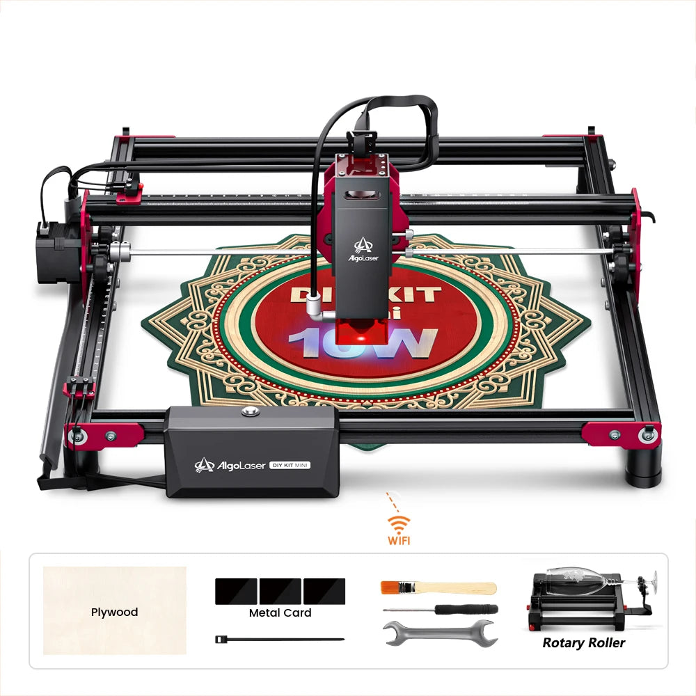 ALGO Laser Engraving Cutting Machine CNC Roller Rotary DIY Printer Graving Tool Powerful Woodworking Metal Wood Leather Acrylic