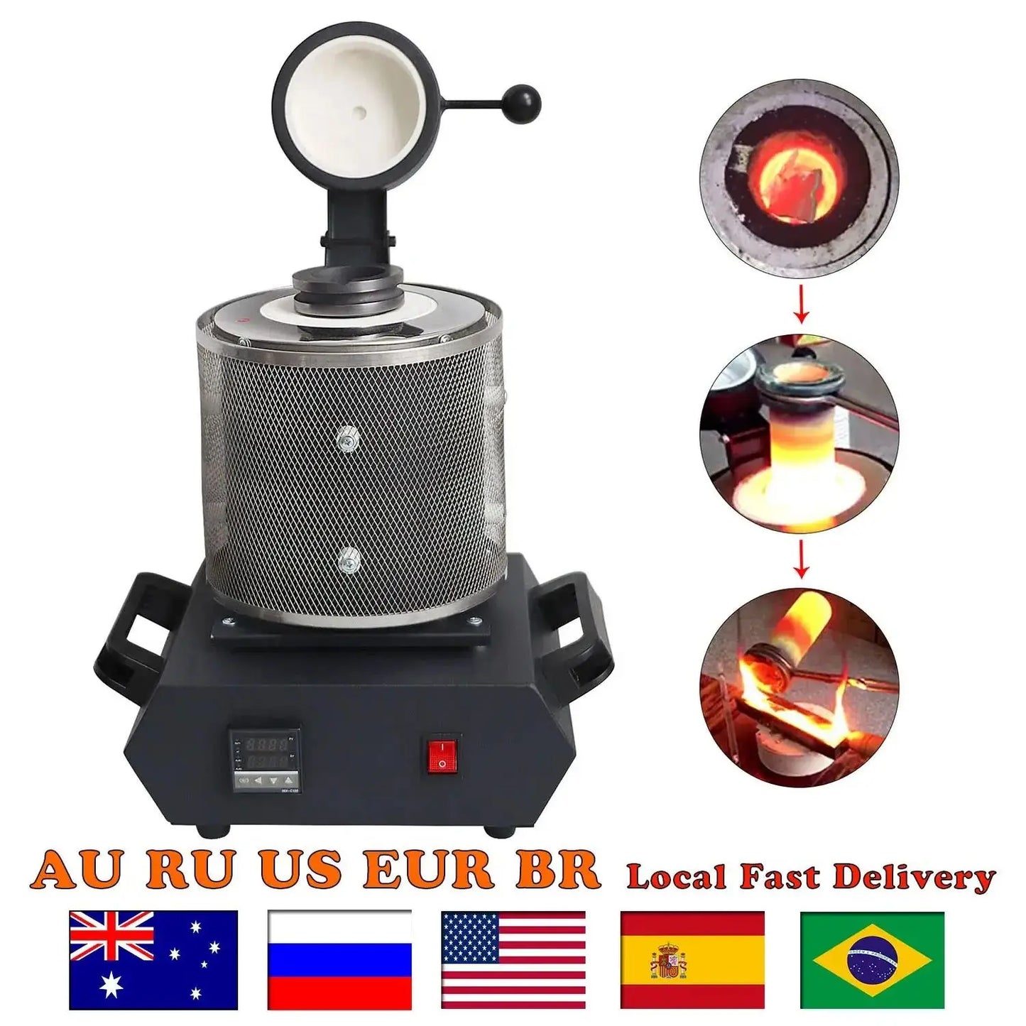 3Kg Portable Gold/Silver Melting Furnace - High-Temp Crucible Kit for Aluminum & Precious Metals