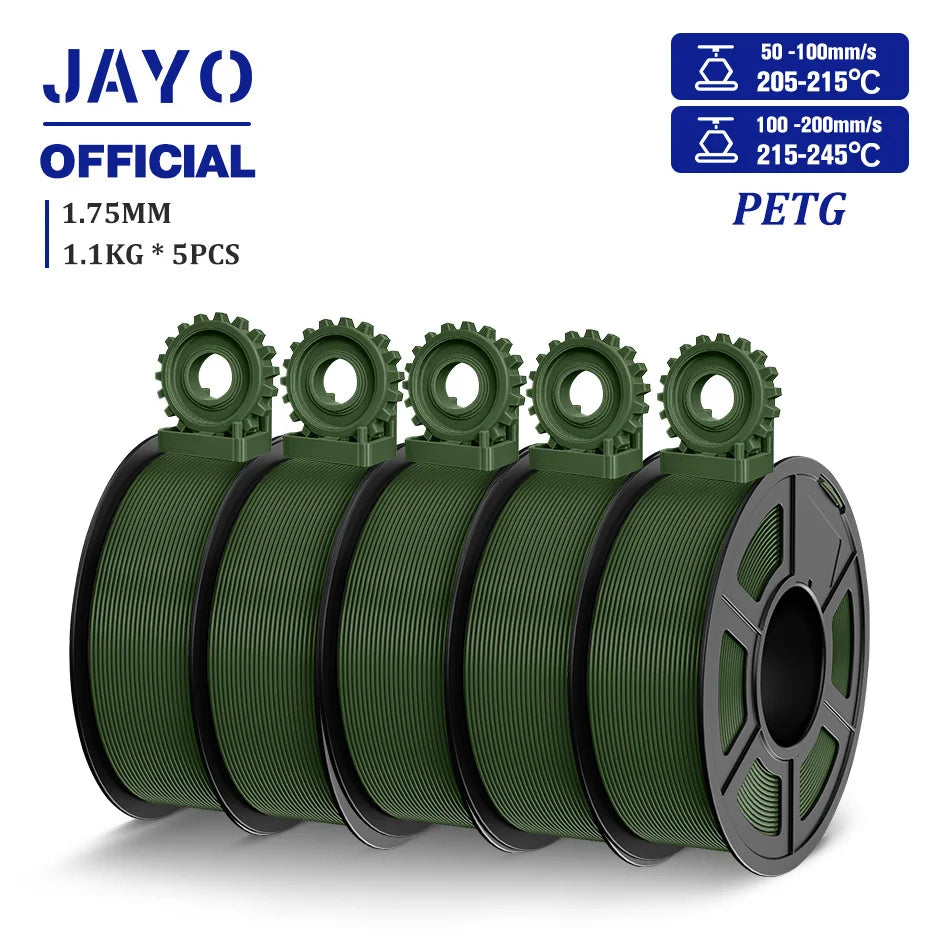 JAYO PETG Filamanet 1.75MM 5Rolls/set 3D Printer Filament PETG Neatly Wound 3D Printing Material For FDM 3D Printer