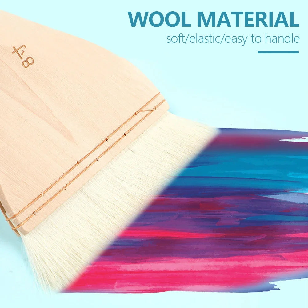 Wooden Handle Goat Hair Paint Brushes Smooth Sanding for Wall 10 Sizes Watercolor, Acrylic, Oil Painting Art Supplies