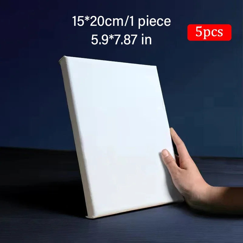 5pcs White Blank Square Artist Canvas Wooden Board Frame Cotton Artist Canvas Boards for Oil Painting Acrylic Watercolor
