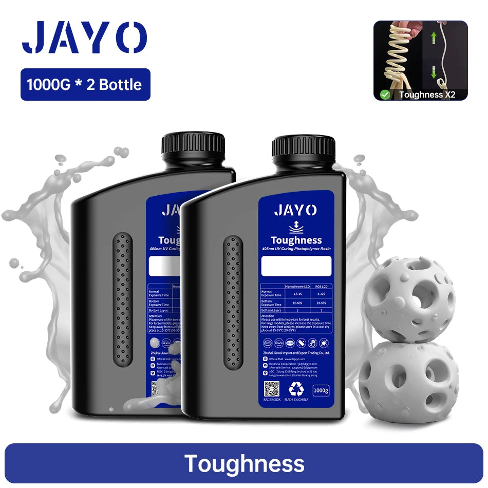 JAYO Standard/Toughness/Plant-based/Like-ABS Resin 2KG 3D Photopolymer UV Curing Resin High Precision 3D Printing Material