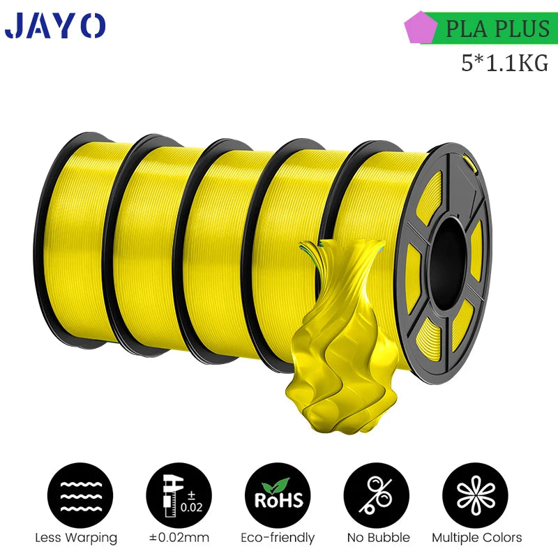JAYO PLA PLUS 5Rolls 5.5KG 3D Filament 1.75mm  Colorful Printer Filaments For FDM 3D Printer Materials DIY Gift Good Toughness