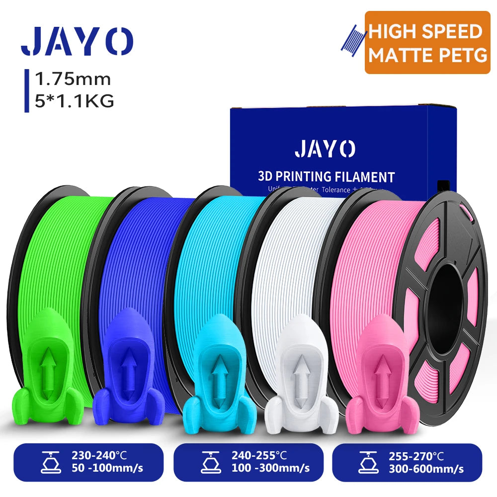 JAYO 5.5KG 3D PETG / High Speed Matte PETG / PLA Classic Printer Filament 1.75mm 3D Printer Filament Neatly Wound PETG for 3D