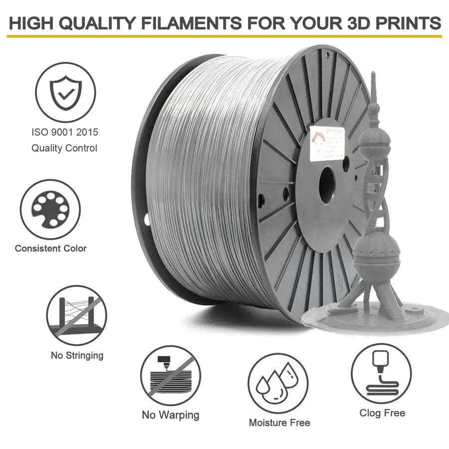 Gray MPLA Modified PLA Extra Strong PLA Plus Filament for 3D Printer 1.75mm 0.03mm 6.6lbs 3kg