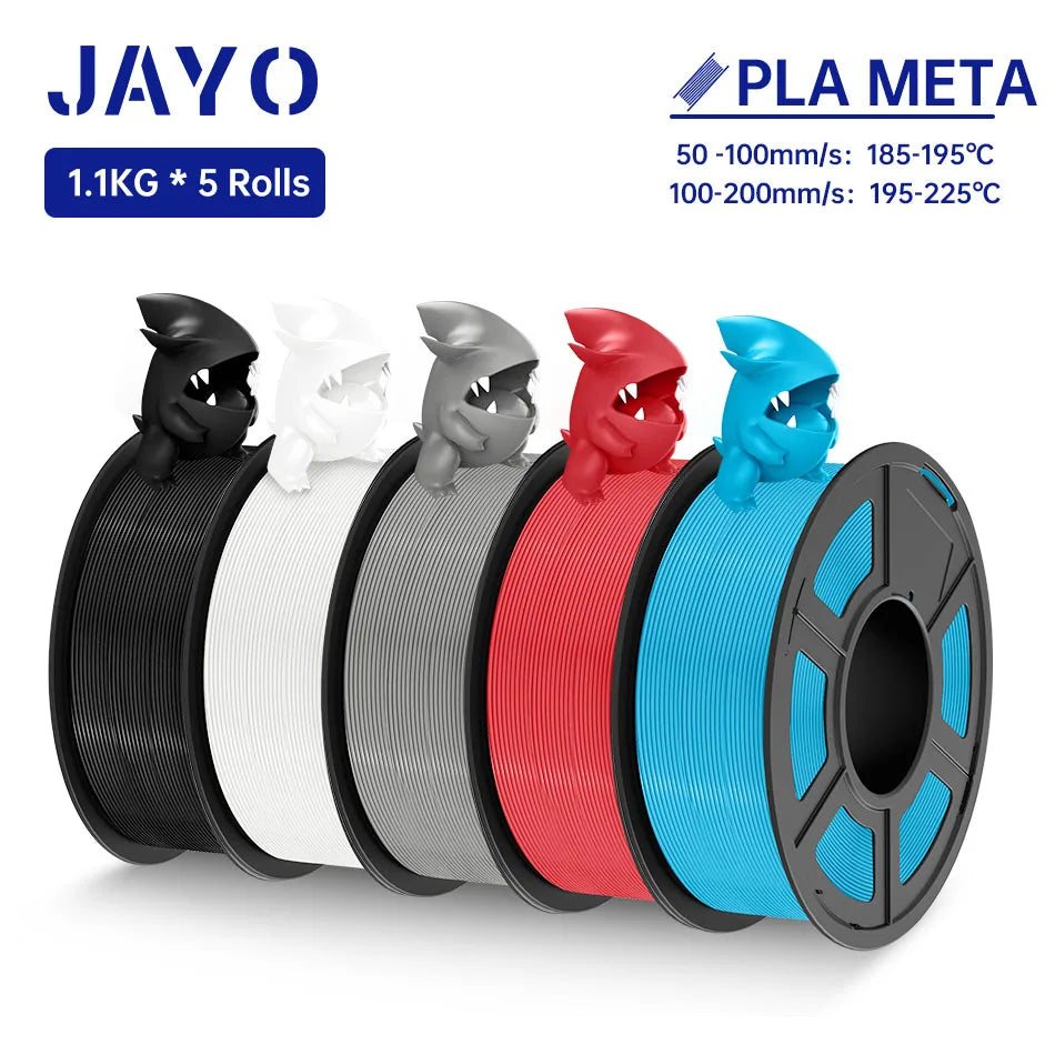 JAYO PLA Meta Filament 5 Rolls 1.75MM PLA 3D Printer Filament Neatly Wound Toughness 1.1KG 3D Printing Materials For FDM