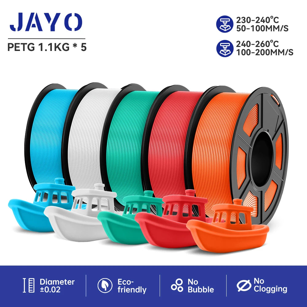 JAYO PETG 3D Printer Filament petg jayo filament  no bubbles no drawing smooth multiple colors 3d printer accessories 1.1kg/roll