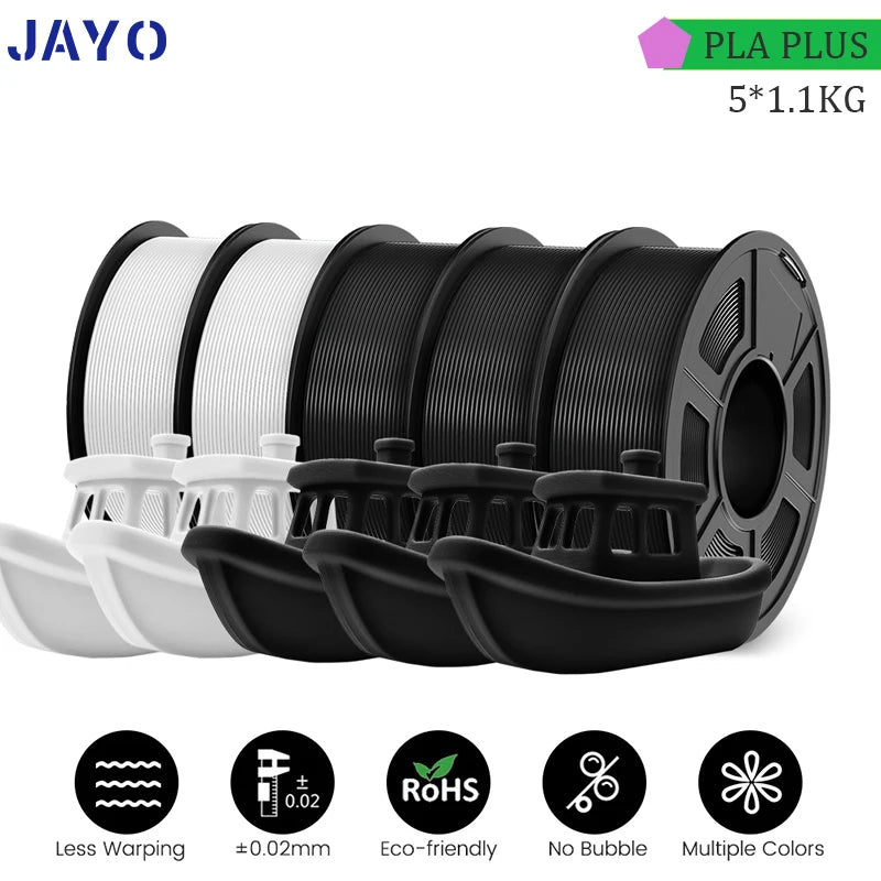 JAYO PLA PLUS 5Rolls 5.5KG 3D Filament 1.75mm  Colorful Printer Filaments For FDM 3D Printer Materials DIY Gift Good Toughness