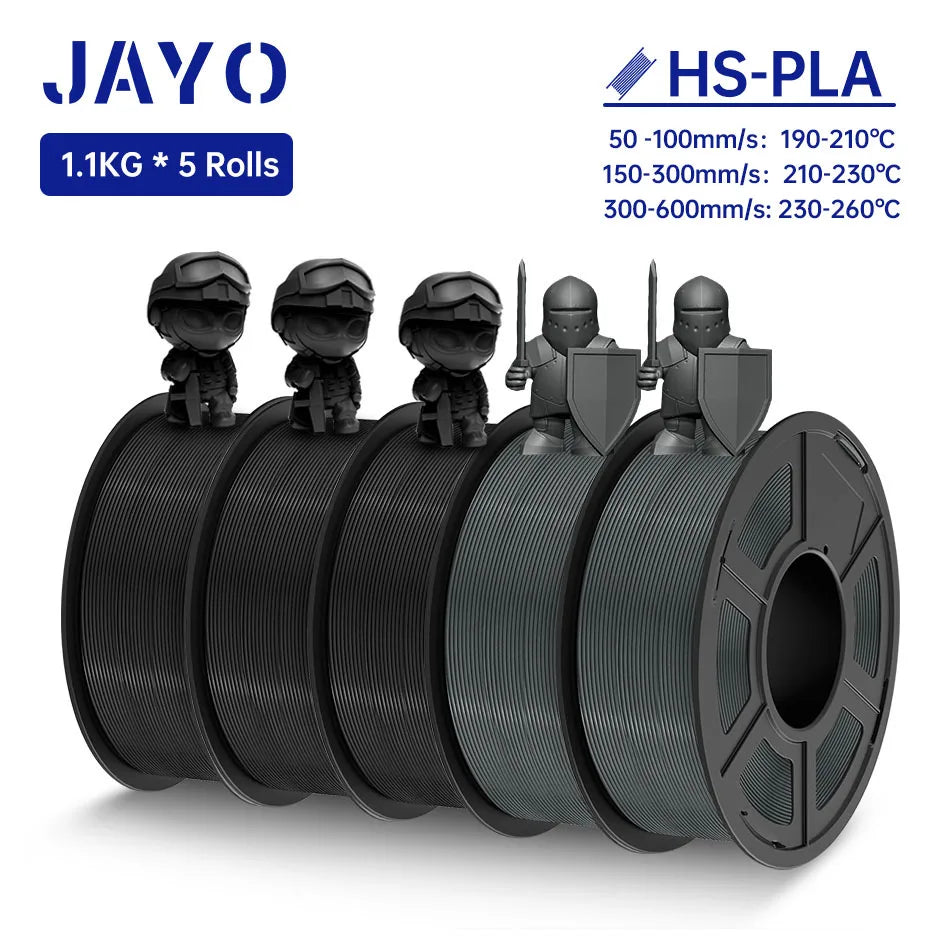 JAYO 5Rolls PLA Filament High Speed PLA 1.75mm 1.1KG 3D Printer Filament Neatly Wound 3D Printing Material For FDM 5.5KG/SET