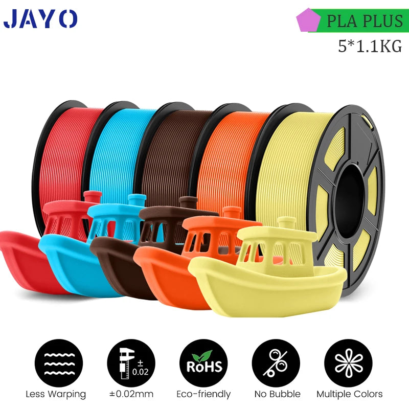 JAYO PLA PLUS 5Rolls 5.5KG 3D Filament 1.75mm  Colorful Printer Filaments For FDM 3D Printer Materials DIY Gift Good Toughness