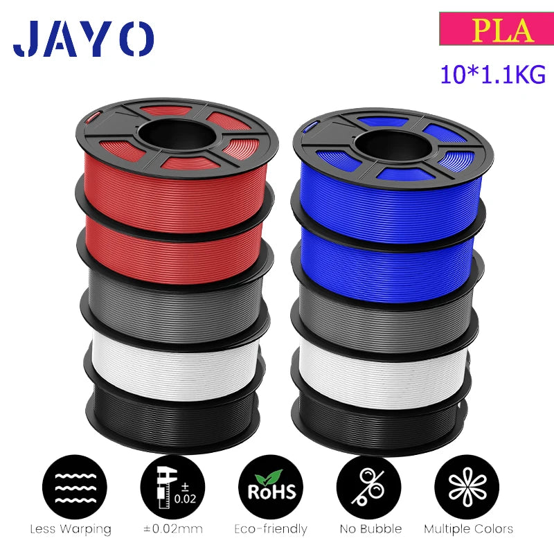 JAYO 3D Printer part PETG/PLA Meta/PLA/SILK/PLA PLUS/TPU Filament 1.75mm for 10Rolls FDM 100% No Bubbel craft part DIY Materials