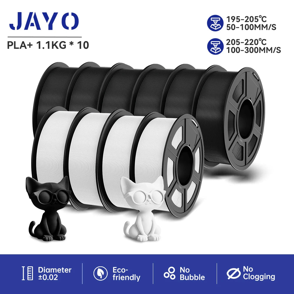 JAYO 3D Printer part PETG/PLA Meta/PLA/SILK/PLA PLUS/TPU Filament 1.75mm for 10Rolls FDM 100% No Bubbel craft part DIY Materials