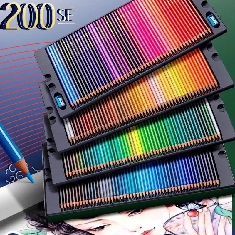 48/72/120/150/200 Professional Oil Color Pencil Set Soft Wood Watercolor Crayon De Couleur Drawing Pencils Art Supplies