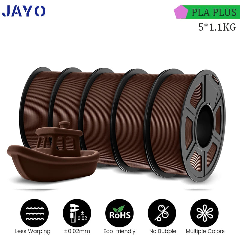 JAYO PLA PLUS 5Rolls 5.5KG 3D Filament 1.75mm  Colorful Printer Filaments For FDM 3D Printer Materials DIY Gift Good Toughness