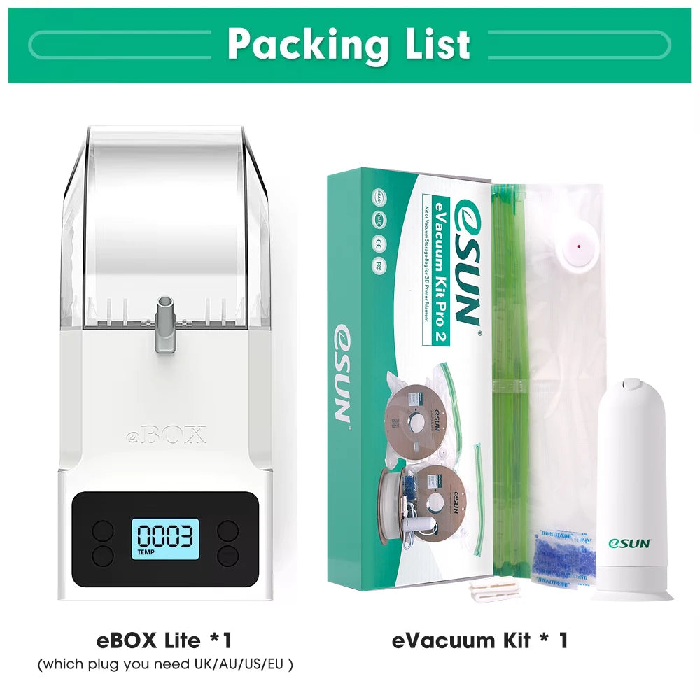eSUN Storage Bag Kit 3D Printing Silk PLA PETG TPU Filament Sealed Vacuum Keep Dry Avoid Moisture for 3D Printer Spools