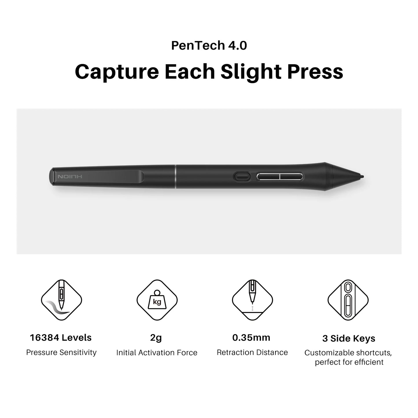 Huion Kamvas 13 Gen 3 Drawing Display 13.3" Art Tablet+Anti-sparkle Canvas Glass, 99% sRGB, PenTech 4.0 16384 Pen Pressure
