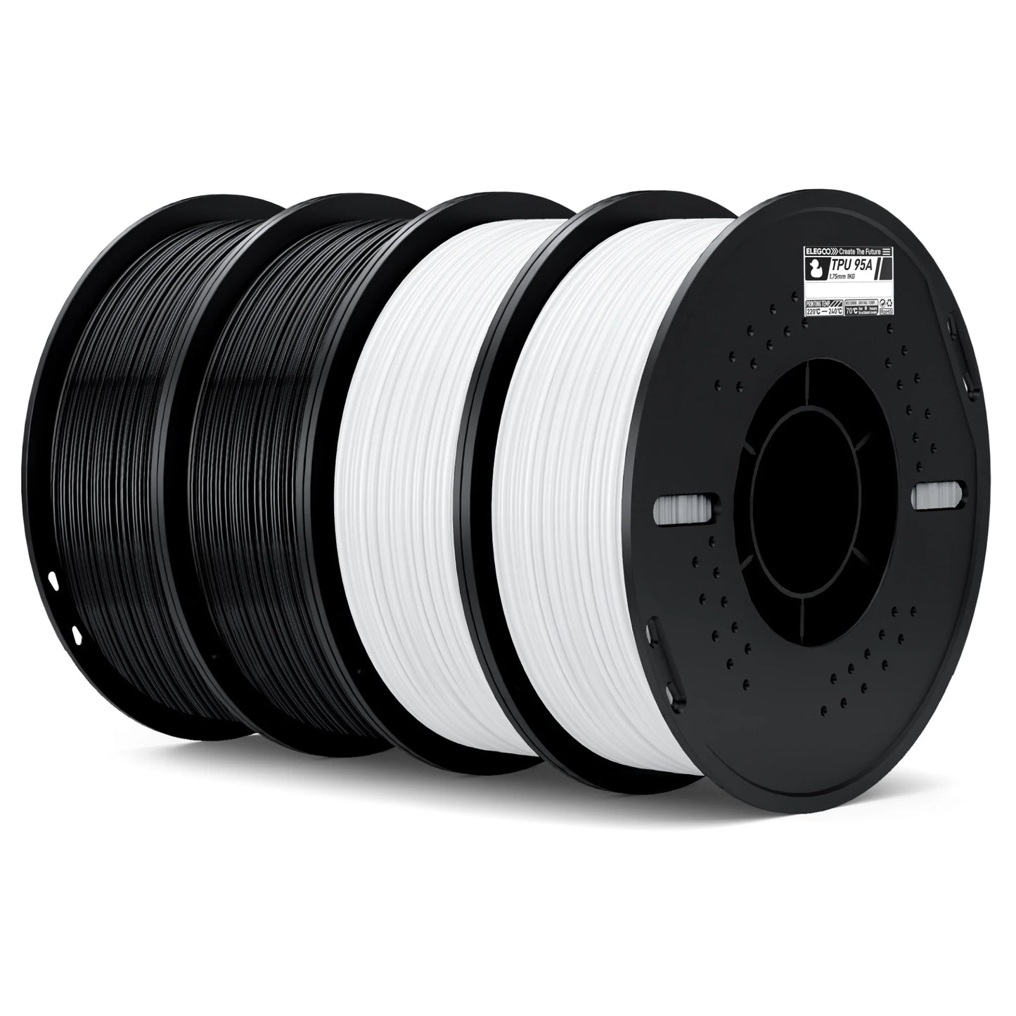 ELEGOO TPU 3D Printer Filament 1.75mm 1kg,95A Shore Hardness Flexible TPU Filament with High Resilience and Elasticity