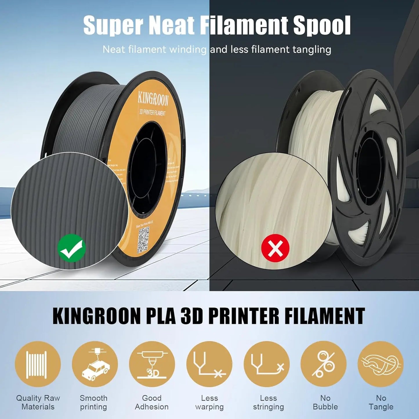 Kingroon High Speed PLA Bundle 3D Printer Filament 1.75mm, 3D Printer Rapid Filament for 30-600mm/s Hyper Printing Filament