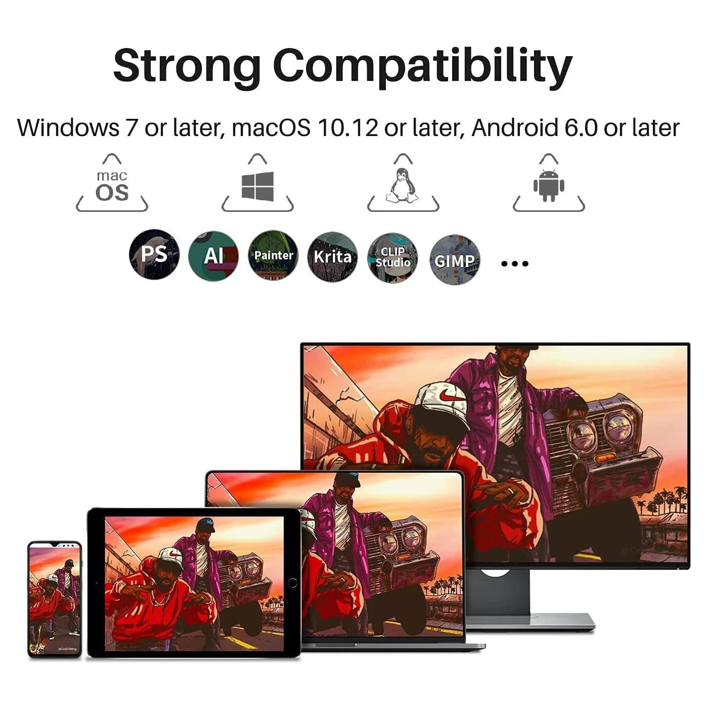 HUION KAMVAS 16 2021 Graphics Drawing Tablet with Screen Full-Laminated 15.6 Inch Pen Display Battery-Free Stylus for Mac Linux