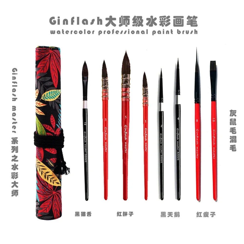 Ginflash 50/90colors Solid Pigment Watercolor Paints Set With Water Color Portable Brush Pen Professional Painting Art Supplies