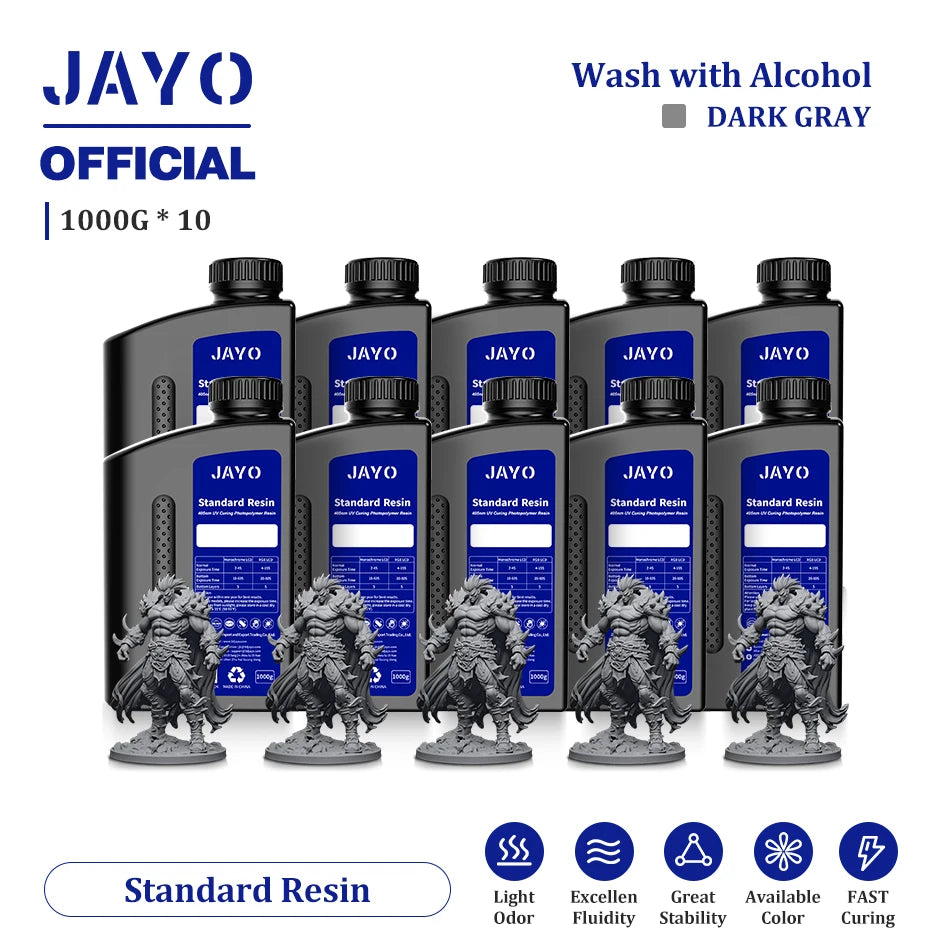 JAYO 10 Bottles 3D Resin Standard Fast Curing Standard/ 14K Standard/ Standard Plus 3D Resin for LCD DLP SLA Resin 3D Printer