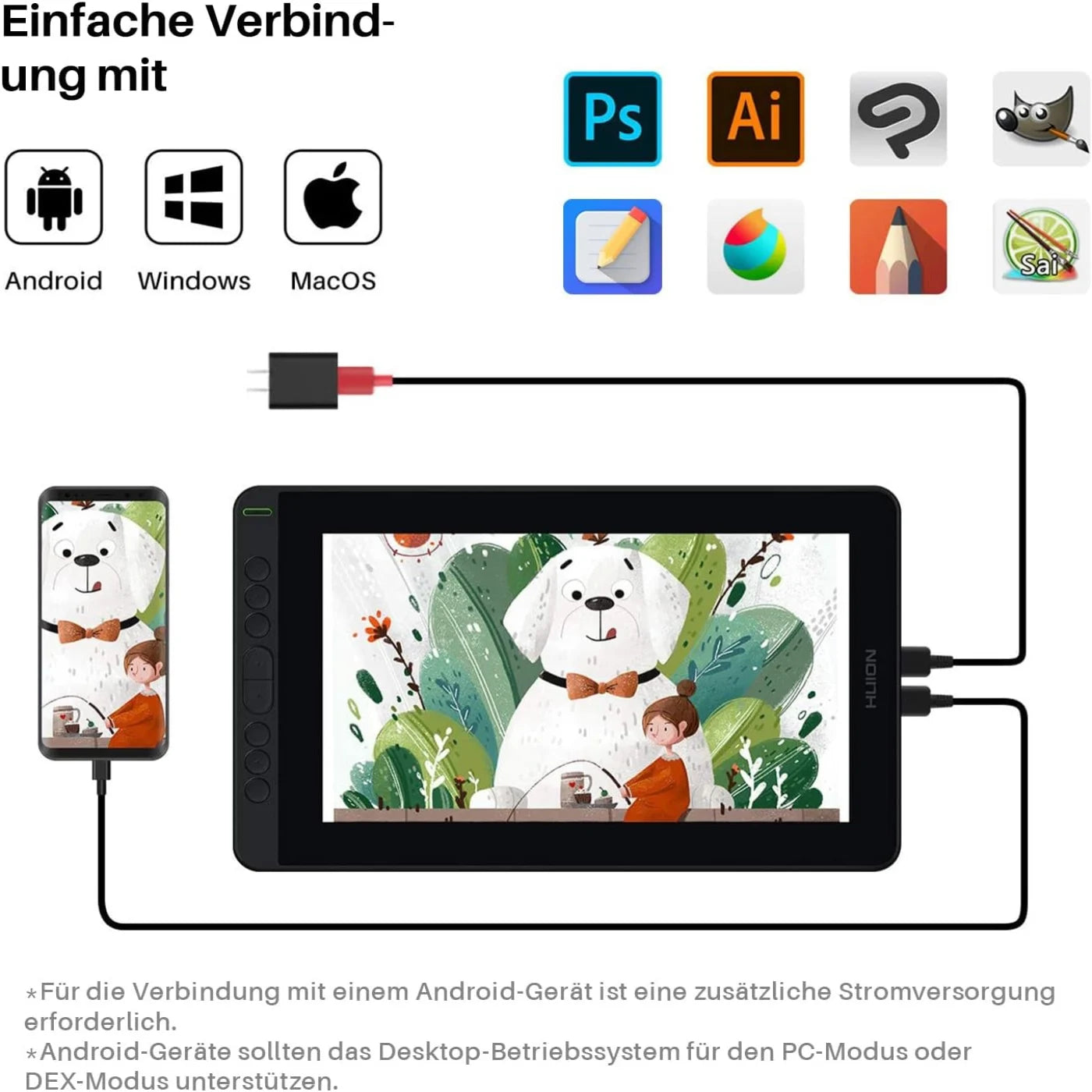 HUION Kamvas 12 11.6 Inches Drawing Monitor Digital Graphics Tablet With ±60 Tilt 120%sRGB support Andriod phone