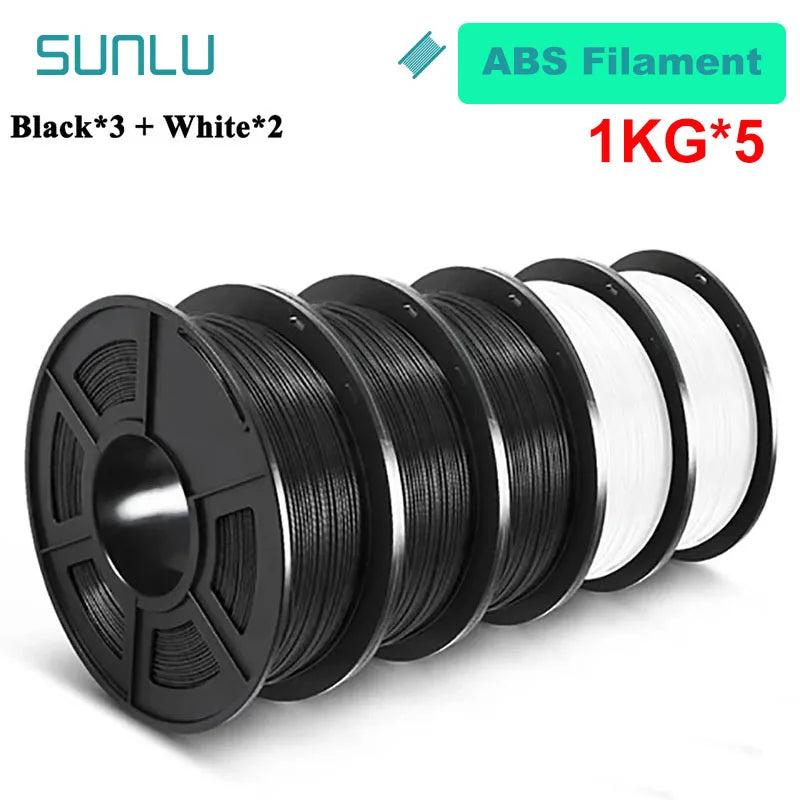 SUNLU 5KG 3D Filament PLA/PLA PLUS/PETG/ABS Filamnet 1.75mm 5Roll 1KG Neatly Wound 3D Printer Filament for 3D Printer