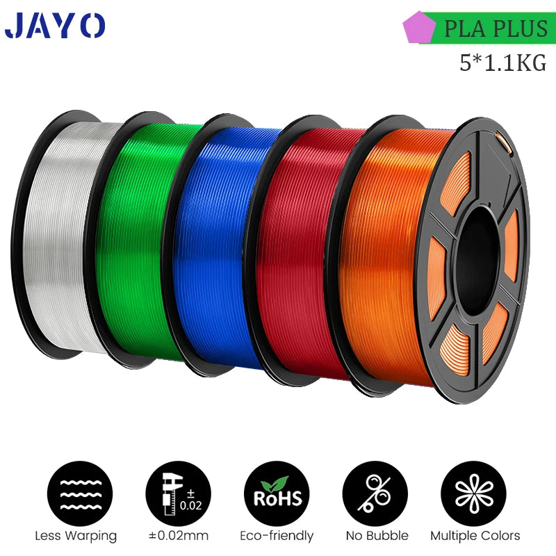 JAYO PLA PLUS 5Rolls 5.5KG 3D Filament 1.75mm  Colorful Printer Filaments For FDM 3D Printer Materials DIY Gift Good Toughness