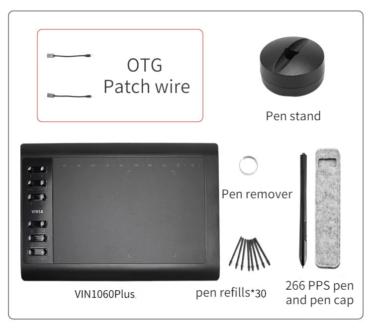 VINSA 1060PLUS  HD Graphic Tablet Monitor With 12 Shortcut Key & 8192 Level Stylus, Digital Pen Tablet with Screen for Painting