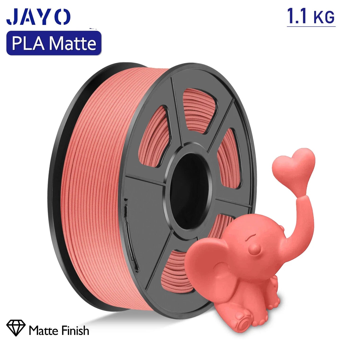 JAYO 1100G 3D PLA Matte Printer Filament 1.75mm Neatly Wound PLA Filament with Matte Finish Print with 99% FDM 3D Printer &Pen