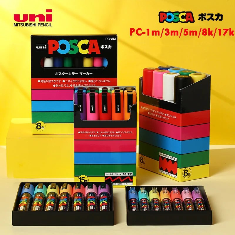 Pastel Posca Art Markers 7/8 Colores Uni Acrylic Fabric Paint Pens Set for Coloring Drawing Non-Toxic Permanent Manga Stationery