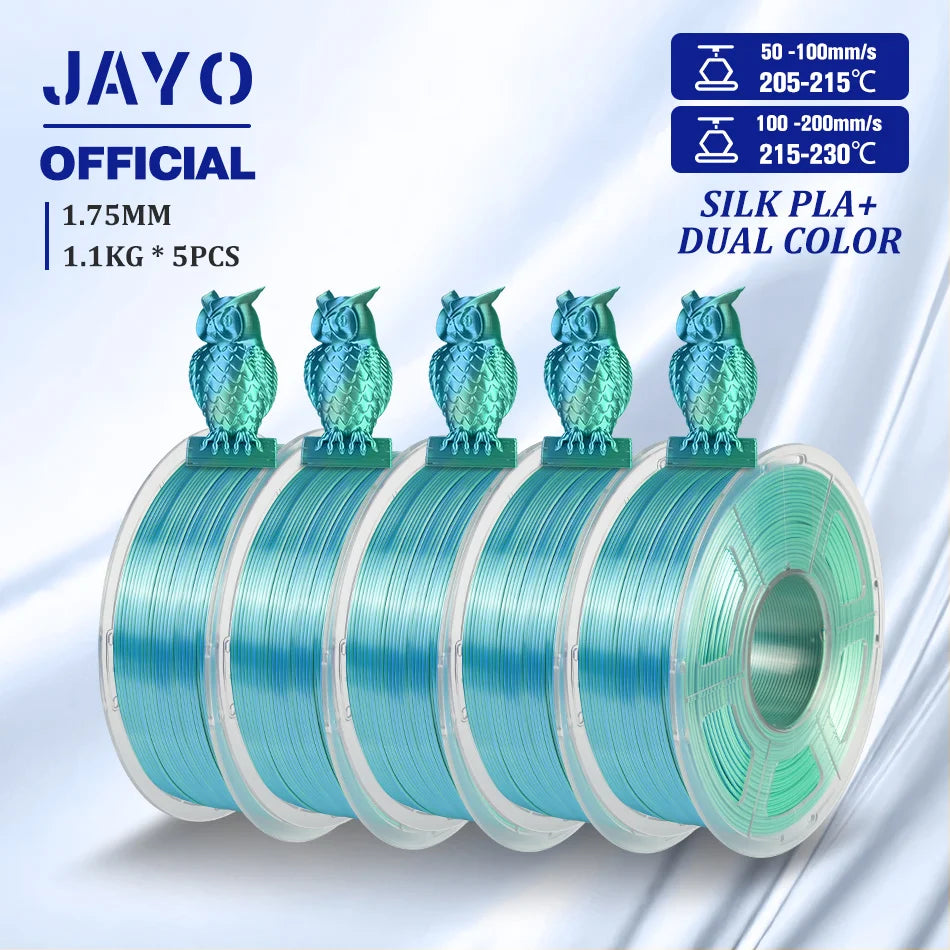 JAYO SILK PLA Filament 1.75mm Dual Colors 3D Printer Filament Coextrusion Silk Triple Color 3D Filament Shiny Multicolor Change
