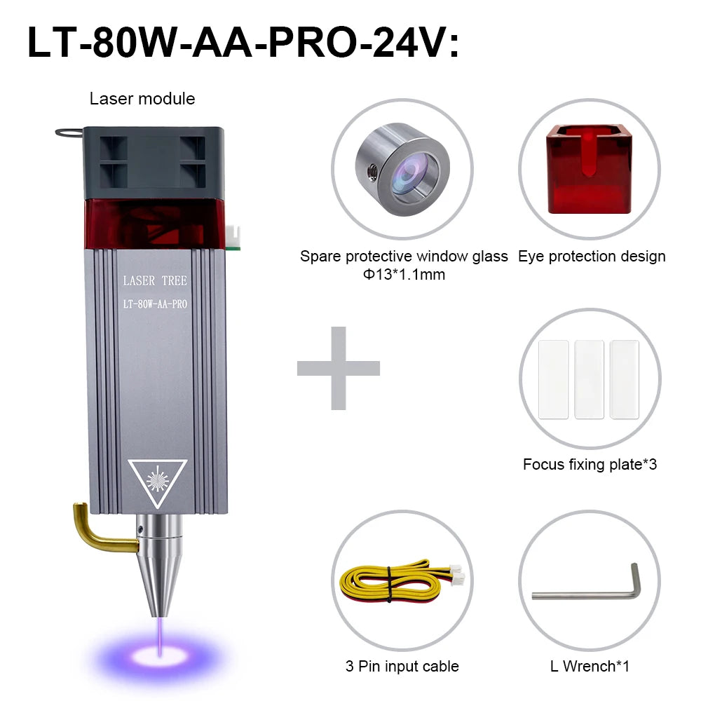 LASER TREE 10W 20W 30W 40W Optical Power Laser Head with Air Assist TTL Blue Light Module for Laser DIY Cutting Engraving Tools