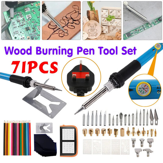 Engraving Drill Bit Pen Electric Soldering Iron Adjustable Temperature Wood Burning Pen Kit for Embossing Carving Pyrography