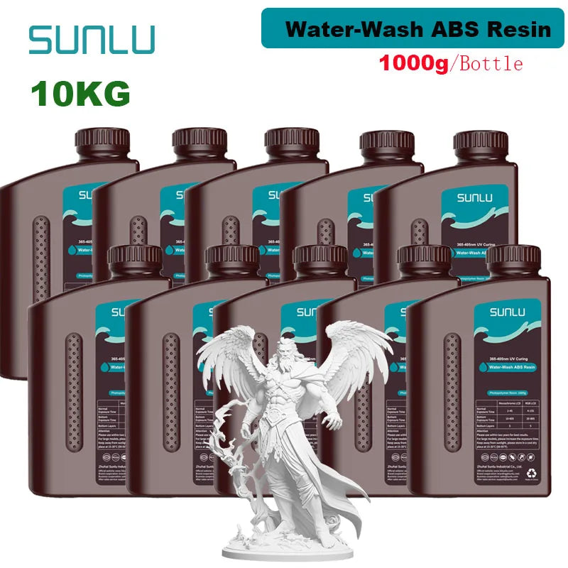 SUNLU 10KG Water Washable / Water Washable ABS Resin 1000G/Bottle 405nm Rapid UV-Curing Photopolymer Resin For LCD 3D Print